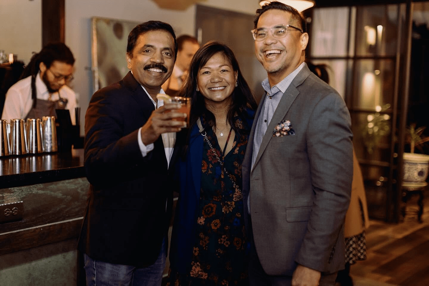 Asian American members laughing and having a good time